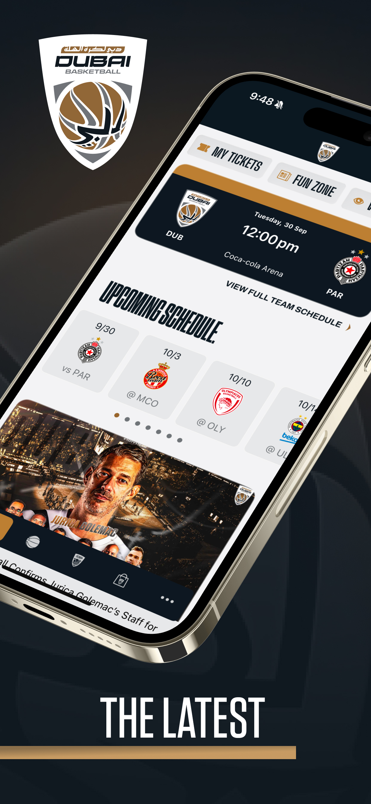Dubai Basketball app – live game streaming screen
